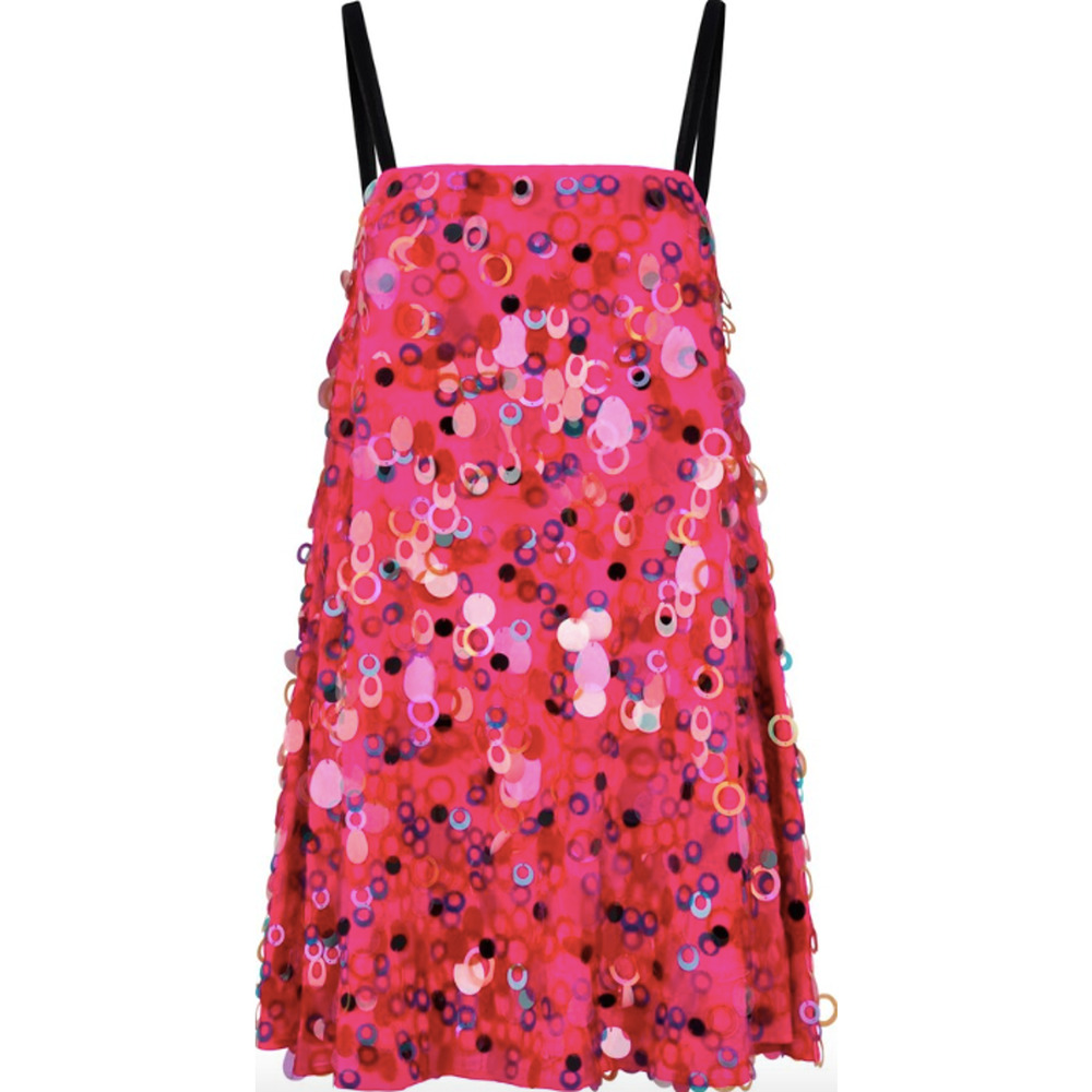 RaeVynn Winnie Mini Swing Dress Pink Disc Sequins Wolf & Badger Size 0 NWT